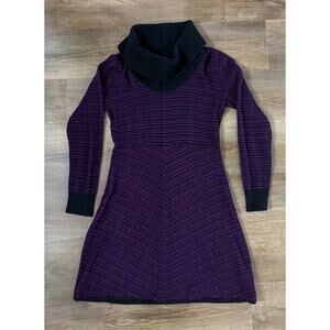 prAna Purple Striped Sweater Dress Cowl Neck Wool Blend Women’s Medium